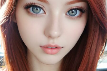 AI girl with red hair wallpaper