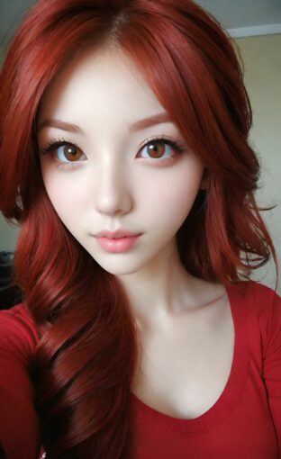 AI girl with red hair wallpaper