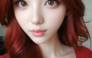 AI girl with red hair wallpaper