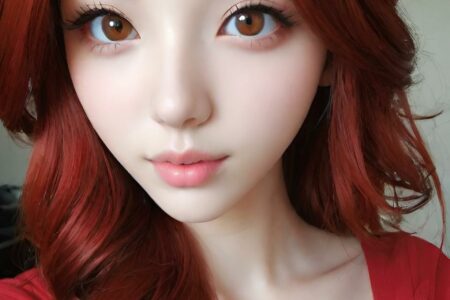 AI girl with red hair wallpaper