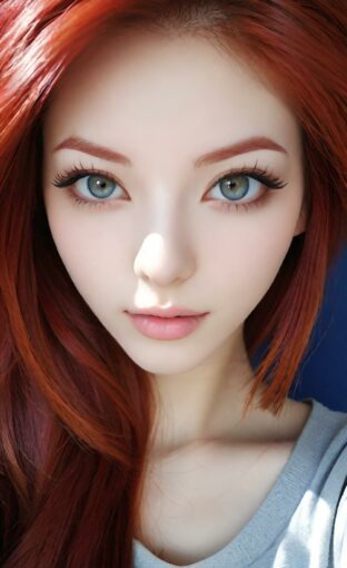 AI girl with red hair wallpaper