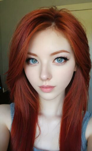 AI girl with red hair wallpaper