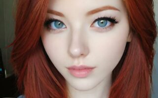 AI girl with red hair wallpaper
