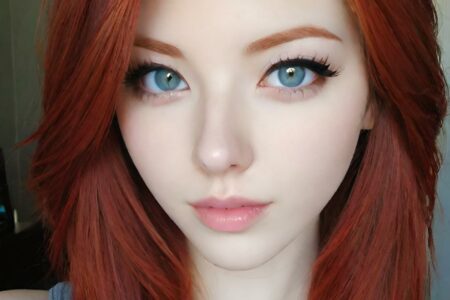 AI girl with red hair wallpaper