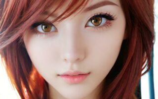 AI girl with red hair wallpaper