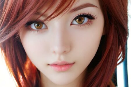 AI girl with red hair wallpaper