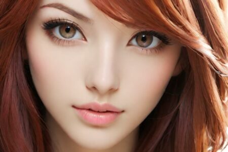 AI girl with red hair wallpaper