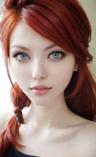 AI girl with red hair wallpaper