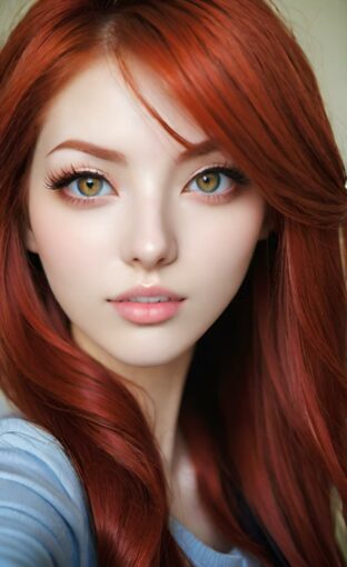 AI girl with red hair wallpaper