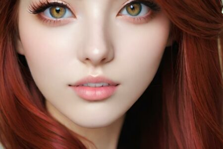 AI girl with red hair wallpaper