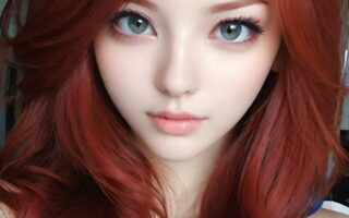 AI girl with red hair wallpaper