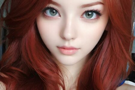 AI girl with red hair wallpaper