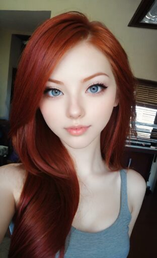 AI girl with red hair wallpaper