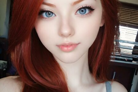 AI girl with red hair wallpaper