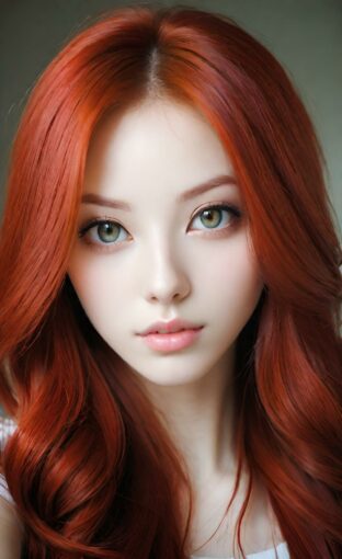 AI girl with red hair wallpaper