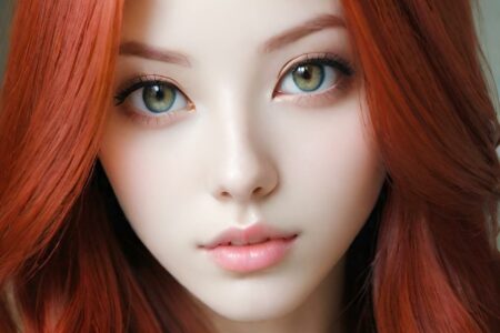 AI girl with red hair wallpaper