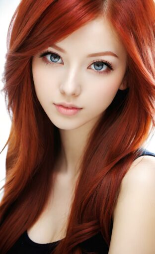 AI girl with red hair wallpaper
