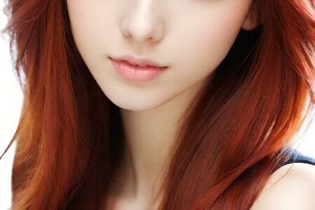 AI girl with red hair wallpaper