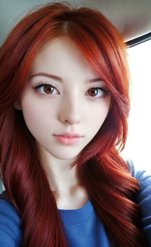AI girl with red hair wallpaper