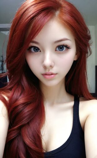AI girl with red hair wallpaper