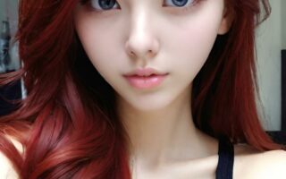 AI girl with red hair wallpaper