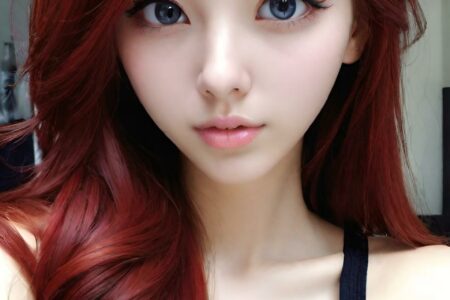 AI girl with red hair wallpaper