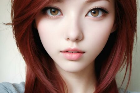 AI girl with red hair wallpaper