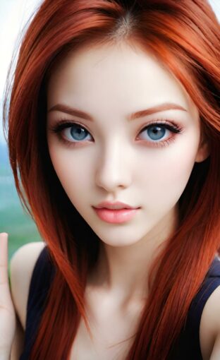 AI girl with red hair wallpaper