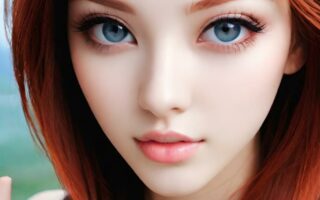 AI girl with red hair wallpaper