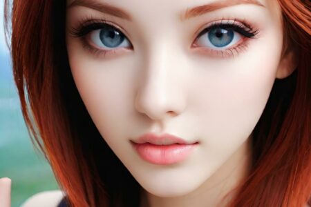 AI girl with red hair wallpaper