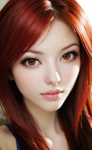 AI girl with red hair wallpaper