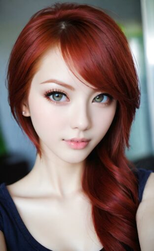 AI girl with red hair wallpaper