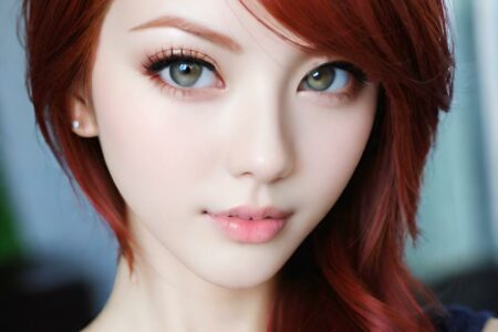 AI girl with red hair wallpaper