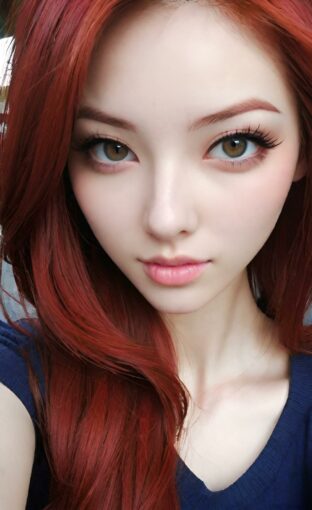 AI girl with red hair wallpaper