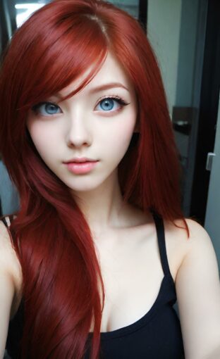 AI girl with red hair wallpaper
