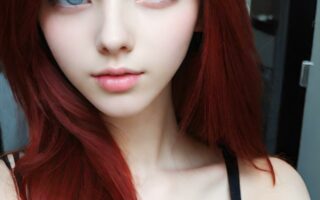 AI girl with red hair wallpaper