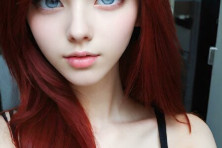 AI girl with red hair wallpaper
