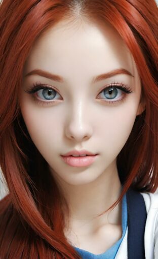 AI girl with red hair wallpaper