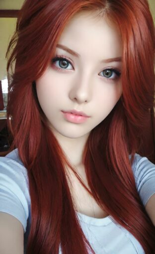 AI girl with red hair wallpaper