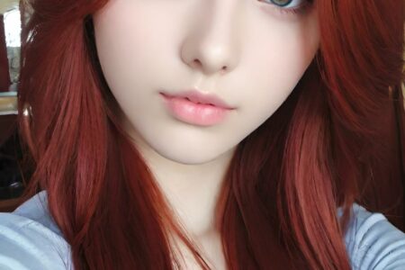 AI girl with red hair wallpaper