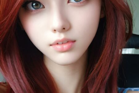AI girl with red hair wallpaper
