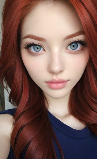 AI girl with red hair wallpaper