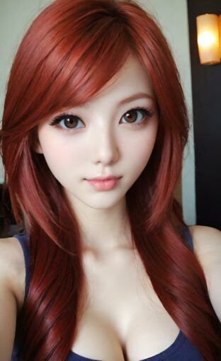AI girl with red hair wallpaper