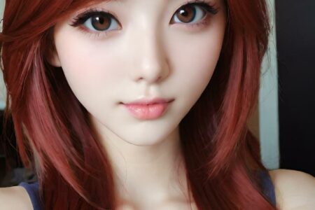 AI girl with red hair wallpaper