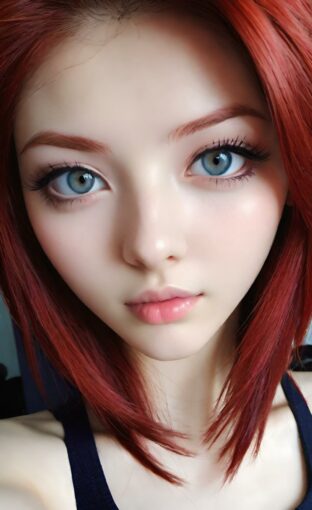 AI girl with red hair wallpaper