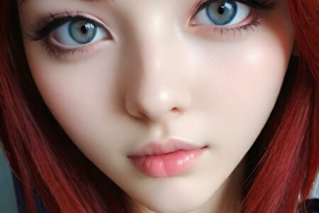 AI girl with red hair wallpaper