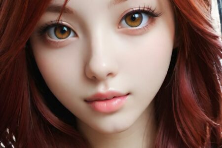 AI girl with red hair wallpaper