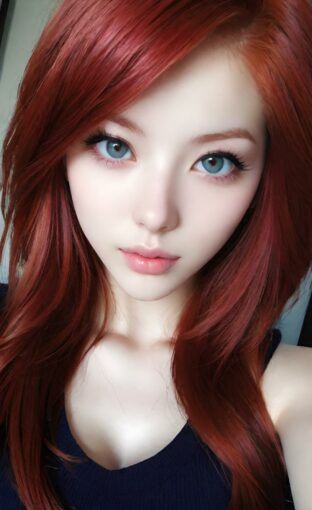 AI girl with red hair wallpaper