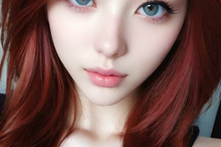 AI girl with red hair wallpaper