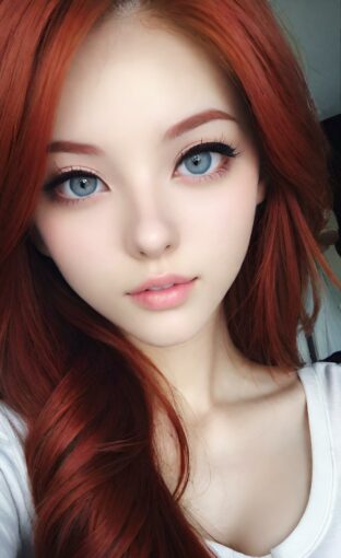AI girl with red hair wallpaper